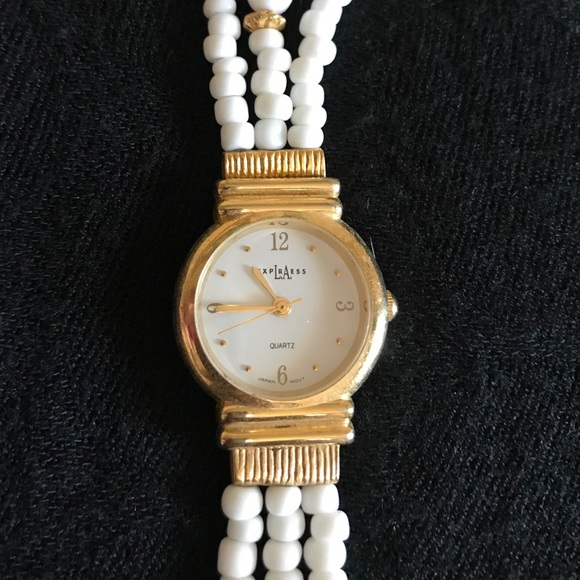 LA Express White Beaded Band Watch - Picture 2 of 4